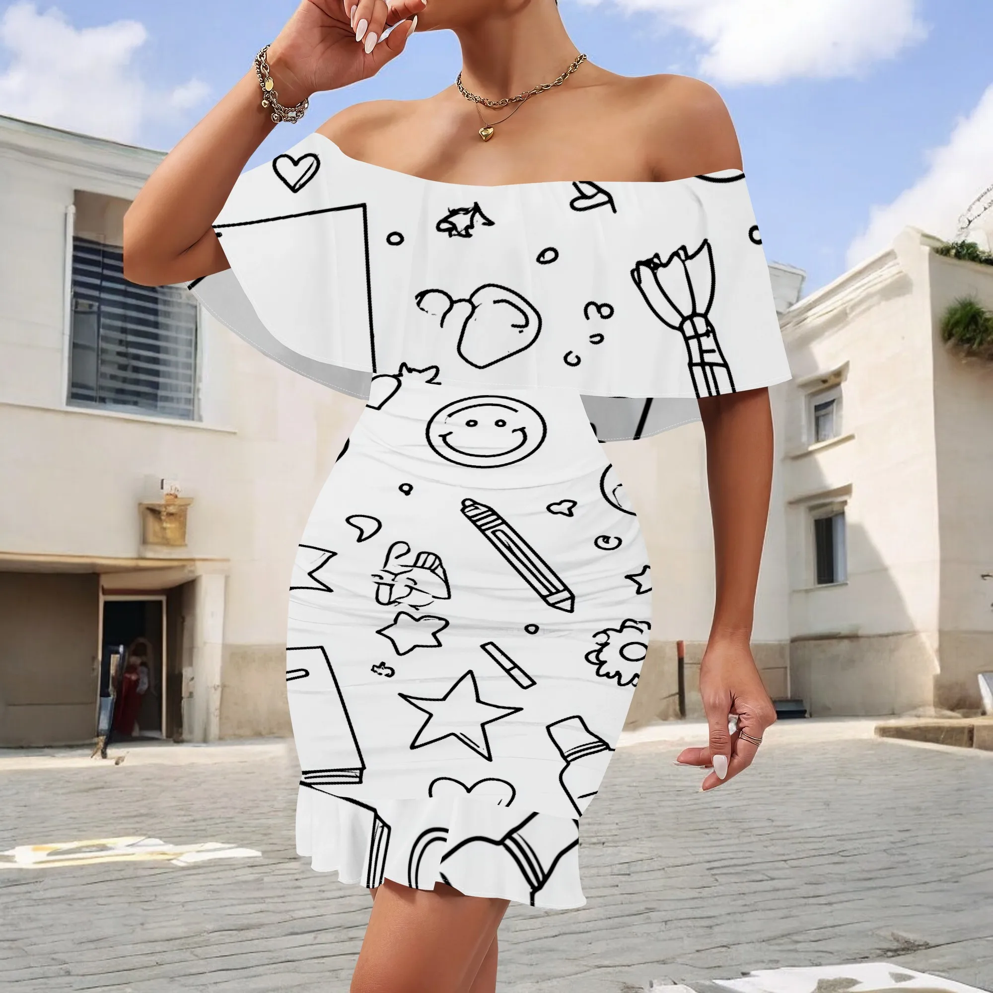 Cute Off-Shoulder Fish & Bow Printed Dress for Women, Colorful and Fun, Summer Party Dress, Available in S-3XL
Cute Off-Shoulder Fish & Bow Printed Dress for Women, Colorful and Fun, Summer Party Dress, Available in S-3XL