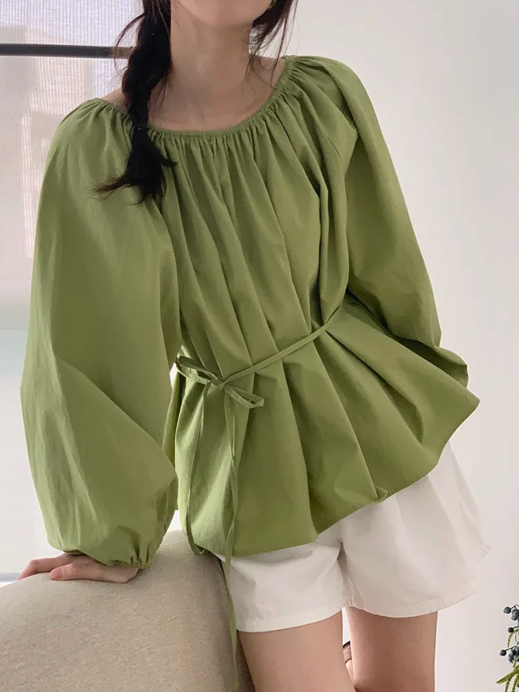 Loose Bubble Sve irt Women's round Ne Tie Waist Spring New Sle Versatile Base Layer Top Skin-friendly Breathable
Loose Bubble Sve irt Women's round Ne Tie Waist Spring New Sle Versatile Base Layer Top Skin-friendly Breathable