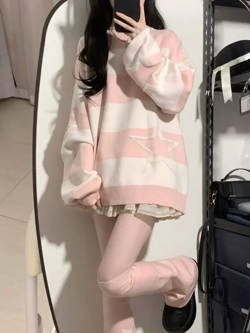Harajuku Sweet O Neck Long Sleeve Sweaters Y2k Aesthetic Star Design High Street Girl Jumpers American Punk Striped Clothing
Harajuku Sweet O Neck Long Sleeve Sweaters Y2k Aesthetic Star Design High Street Girl Jumpers American Punk Striped Clothing