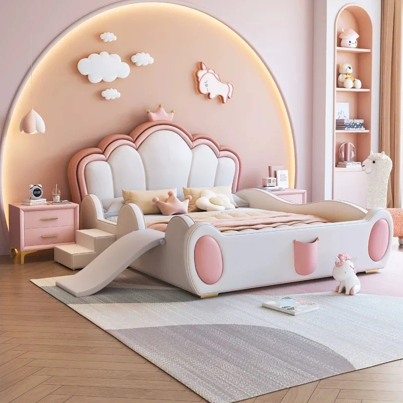 Modern Deluxe Bedroom Furniture Softcover Bed Queen Children's Double Bed with Slide Girl Pink Blue Boy Design
Modern Deluxe Bedroom Furniture Softcover Bed Queen Children's Double Bed with Slide Girl Pink Blue Boy Design