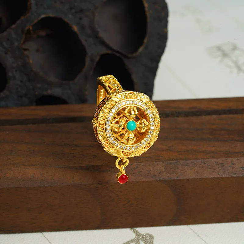Turquoise-Hued Stone Hollow Flexible Cross Vajra Ring Women 24K Gold AU999 - Warm stone, fine cross, hollow flexibility
Turquoise-Hued Stone Hollow Flexible Cross Vajra Ring Women 24K Gold AU999 - Warm stone, fine cross, hollow flexibility
