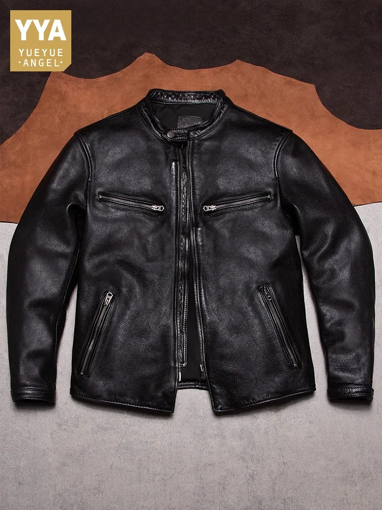 Luxury Mens Black Cowhide Jacket Leisure Zipper Genuine Leather Motorcycle Jackets Stand Collar Windproof Coat Slim Riding Coats
Luxury Mens Black Cowhide Jacket Leisure Zipper Genuine Leather Motorcycle Jackets Stand Collar Windproof Coat Slim Riding Coats