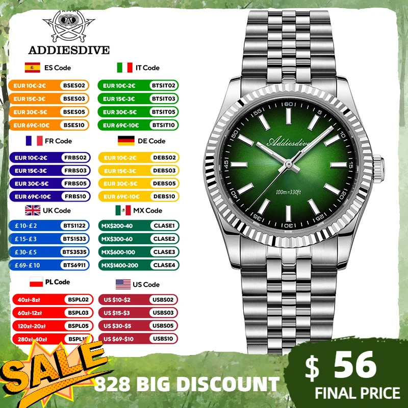 ADDIESDIVE New 36mm Vintage Enamel Dial VH31 Men Sport Watch Explore Climbing Series Automatic Mechanical Sapphire 10Bar BGW-9
ADDIESDIVE New 36mm Vintage Enamel Dial VH31 Men Sport Watch Explore Climbing Series Automatic Mechanical Sapphire 10Bar BGW-9