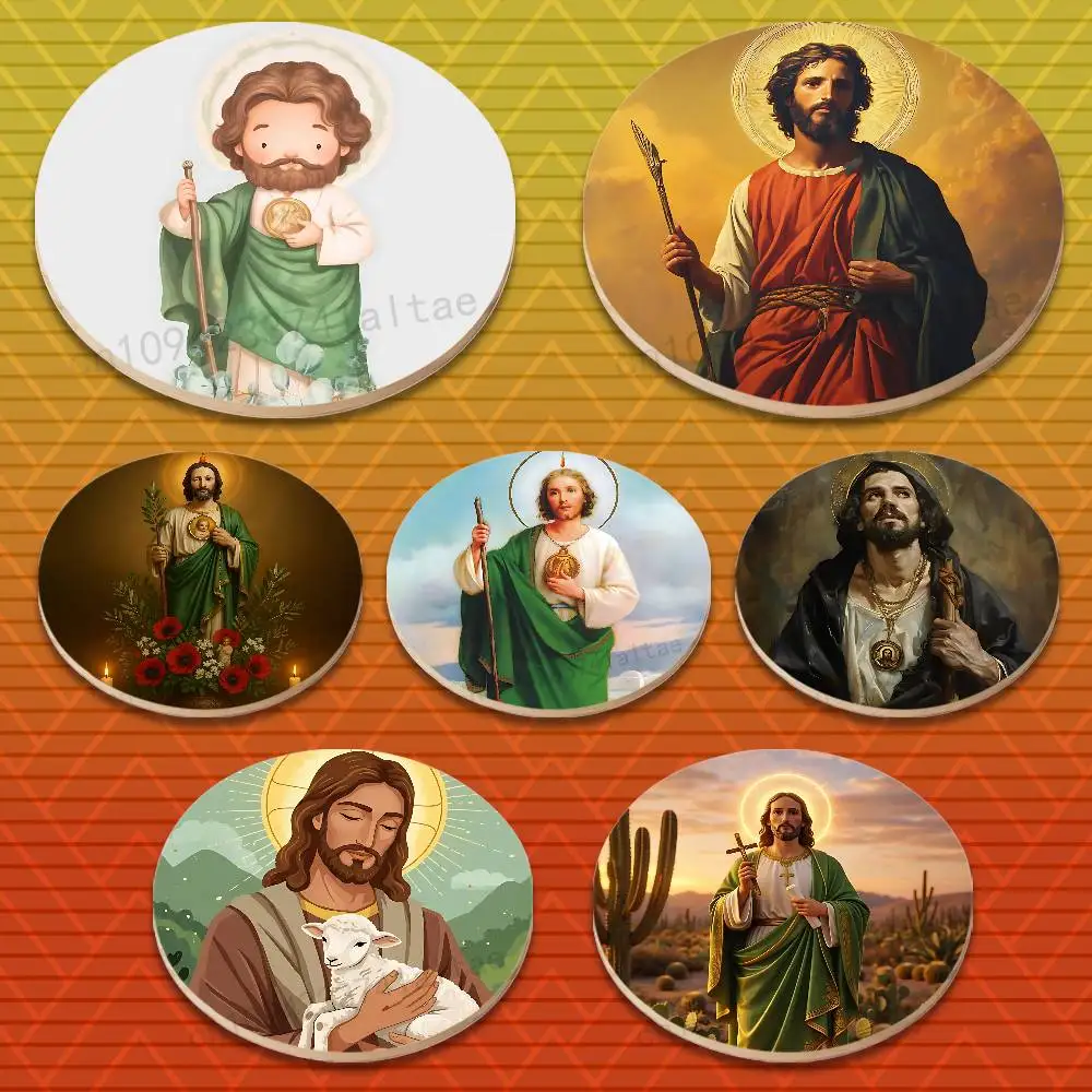 San Judas Tadeo Art Round Wooden Coasters Suitable for Drinks Tea,Coffee for anti-slip decoration in bars and cafes
San Judas Tadeo Art Round Wooden Coasters Suitable for Drinks Tea,Coffee for anti-slip decoration in bars and cafes