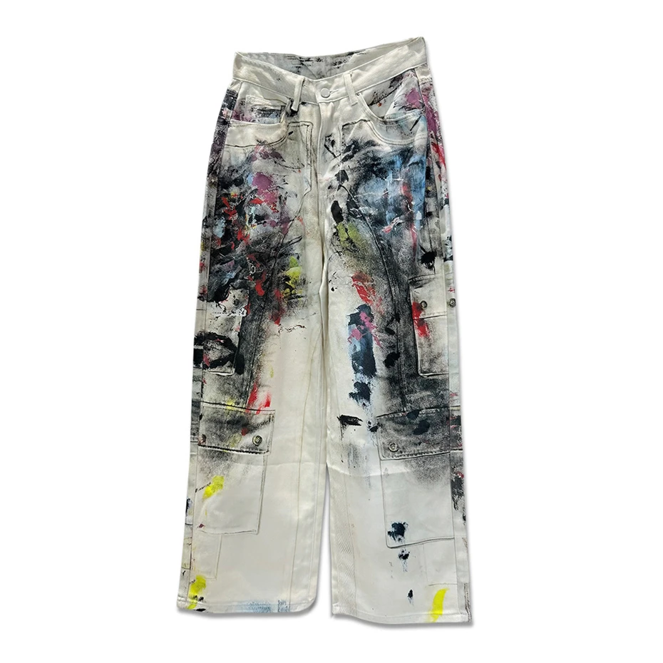 White Graffiti Jeans Mens Streetwear Hip Hop Punk Dirty Style Denim Trousers Men Harajuku Baggy Straight Wide-leg Cargo Pants
White Graffiti Jeans Mens Streetwear Hip Hop Punk Dirty Style Denim Trousers Men Harajuku Baggy Straight Wide-leg Cargo Pants