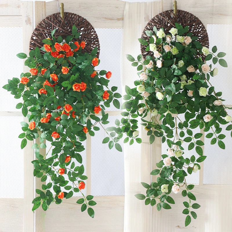 Simulated Plastic Rose Flower Wall Hanging Artificial Rose Vine Outdoor Green Plant Decoration
Simulated Plastic Rose Flower Wall Hanging Artificial Rose Vine Outdoor Green Plant Decoration