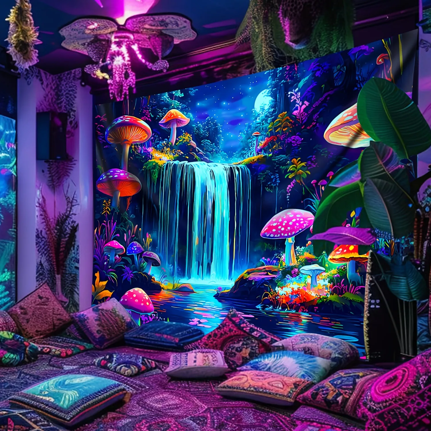 Magic Mushroom Waterfall Fluorescent Tapestry Enter the Magical RealmUV tapestry wall hanging bedroom home party decoration 
Magic Mushroom Waterfall Fluorescent Tapestry Enter the Magical RealmUV tapestry wall hanging bedroom home party decoration