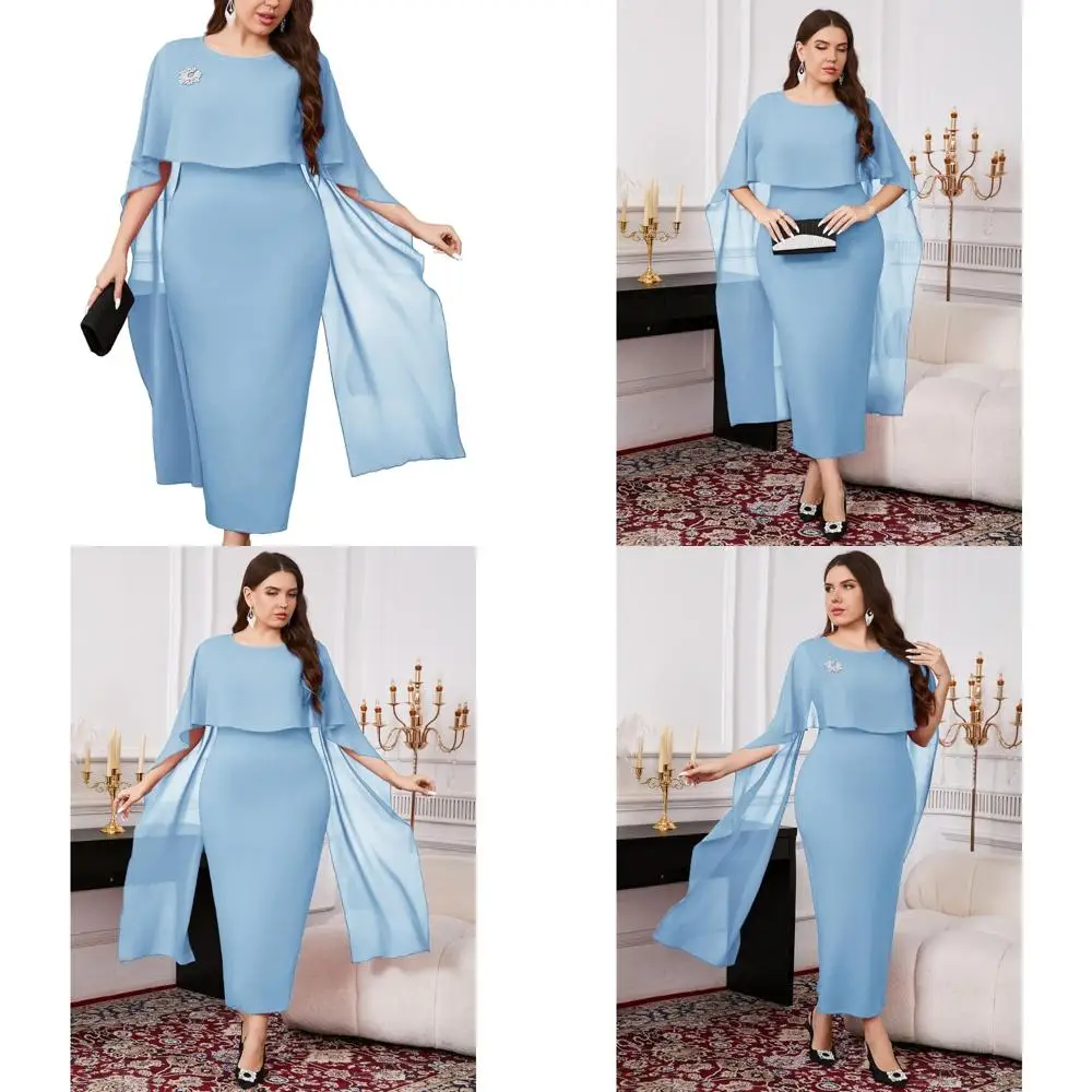 Элегантное шифоновое платье-накидка больших размеров с круглым вырезом, облегающее платье-карандаш макси для свадеб и коктейльных мероприятий
Элегантное шифоновое платье-накидка больших размеров с круглым вырезом, облегающее платье-карандаш макси для свадеб и коктейльных мероприятий