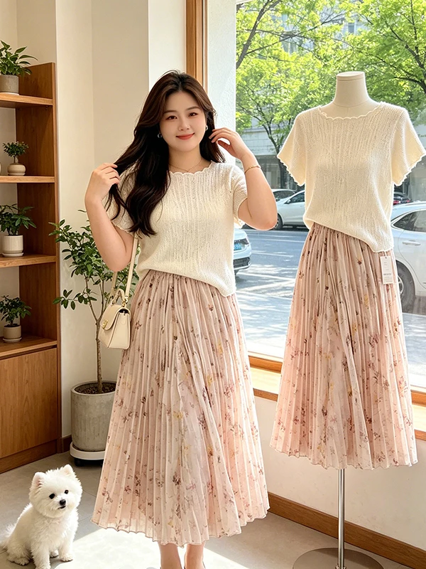 plus Size Breathable Floral Lace Top And Printed Half Skirt Set Women's Summer New High Waist A-Line Skirt Two-Piece Set
plus Size Breathable Floral Lace Top And Printed Half Skirt Set Women's Summer New High Waist A-Line Skirt Two-Piece Set