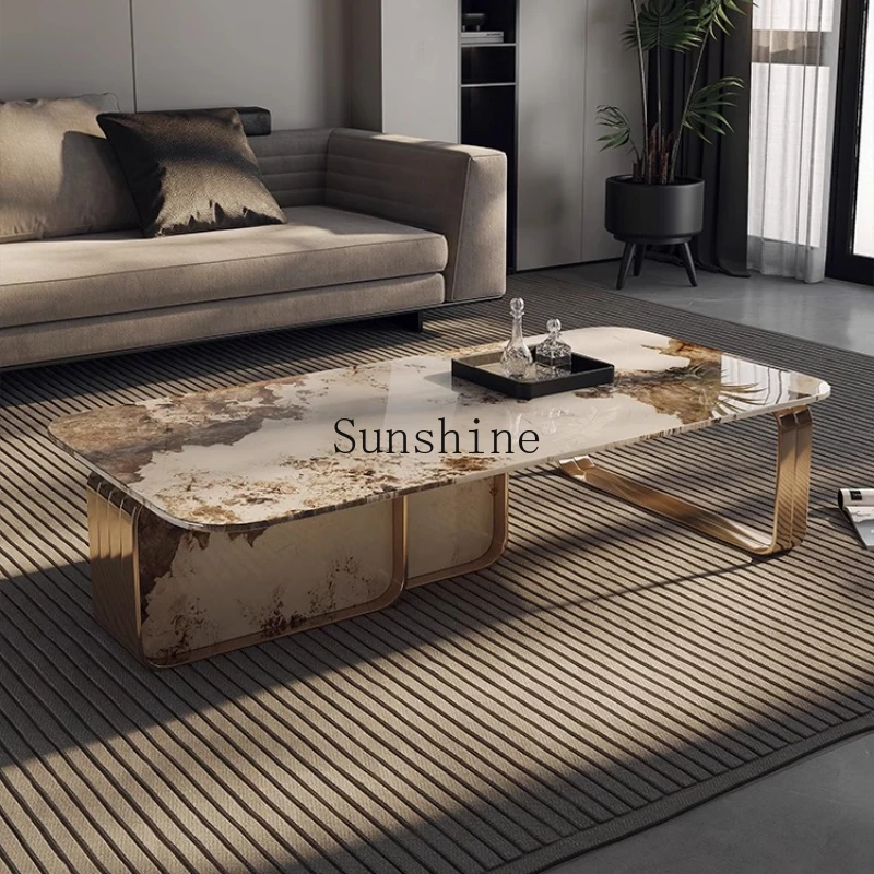 Household living room Italian minimalist light luxury marble rectangular coffee table 
Household living room Italian minimalist light luxury marble rectangular coffee table