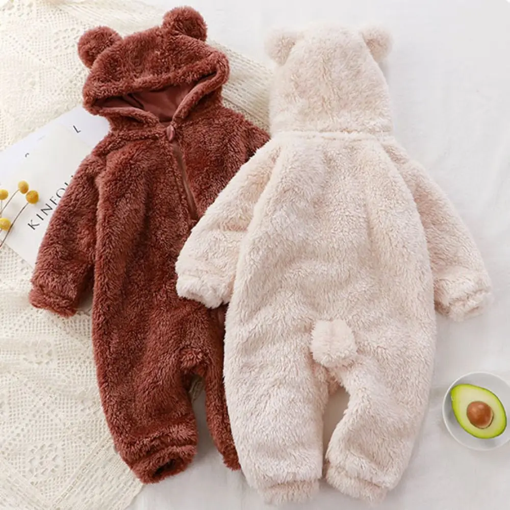 Thick Warm Baby Rompers Coral Fleece Bear Shape Infant Jumpsuits Hooded Zipper Soft Velvet Newborn Pajamas Winter Season
Thick Warm Baby Rompers Coral Fleece Bear Shape Infant Jumpsuits Hooded Zipper Soft Velvet Newborn Pajamas Winter Season