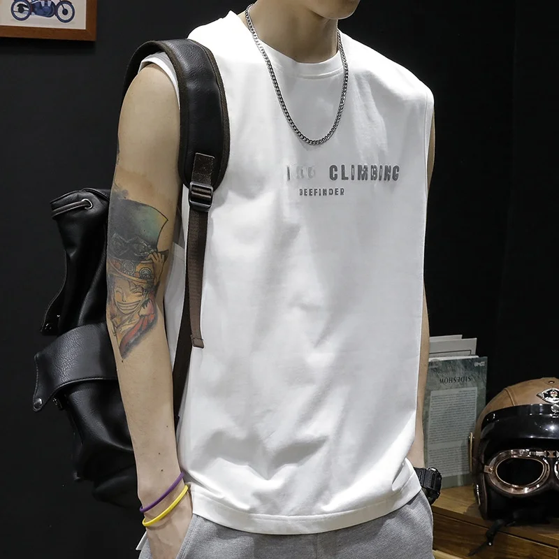White Sports Fitness Men's Tank Top Sleeveless Short Sleeve Basketball Summer Big Size Cotton round Neck Youthful Vitality Style
White Sports Fitness Men's Tank Top Sleeveless Short Sleeve Basketball Summer Big Size Cotton round Neck Youthful Vitality Style