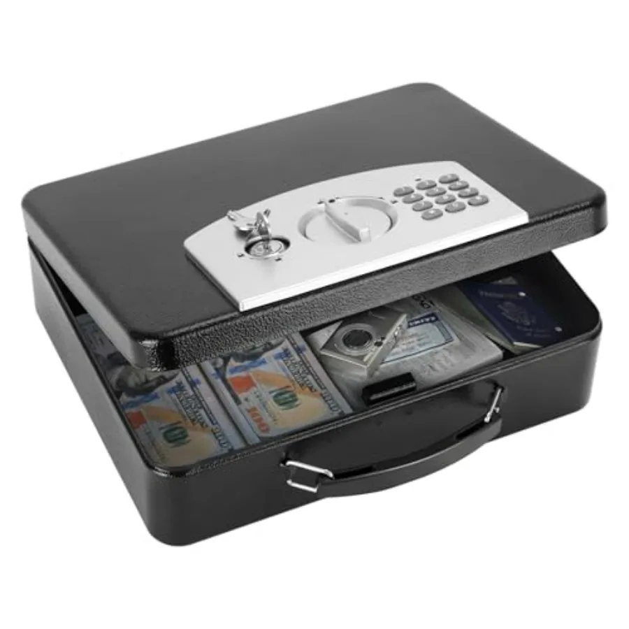 Safe Box with Digital Keypad Lock, Lock Box with Code for Personal Items, Metal Security Box for Cash, Passport, Jewelry, Ideal
Safe Box with Digital Keypad Lock, Lock Box with Code for Personal Items, Metal Security Box for Cash, Passport, Jewelry, Ideal
