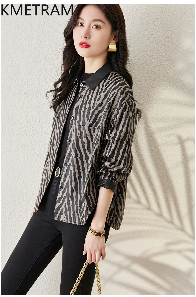 KMETRAM Genuine Sheepskin Leather Jacket Woman Fashion Printed Shirt Coat Casual Short Jackets Autumn Women Clothes 2026 jaqueta
KMETRAM Genuine Sheepskin Leather Jacket Woman Fashion Printed Shirt Coat Casual Short Jackets Autumn Women Clothes 2026 jaqueta