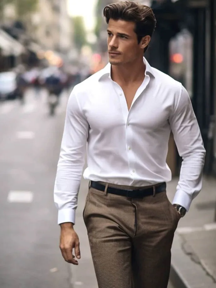 Iron-Free Men's Slim Fit irt with Wide oulders Long Sves for Commuting Workwear Casual Busin Sle Trendy White
Iron-Free Men's Slim Fit irt with Wide oulders Long Sves for Commuting Workwear Casual Busin Sle Trendy White