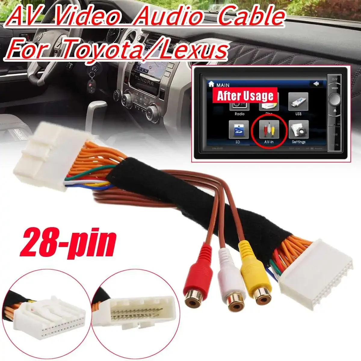 28 Pin AV Video Audio Cable For Toyota/Lexus Touch 2 and Entune OEM Monitors Head Units For Renault&Dacia for Opel for Vauxhall
28 Pin AV Video Audio Cable For Toyota/Lexus Touch 2 and Entune OEM Monitors Head Units For Renault&Dacia for Opel for Vauxhall