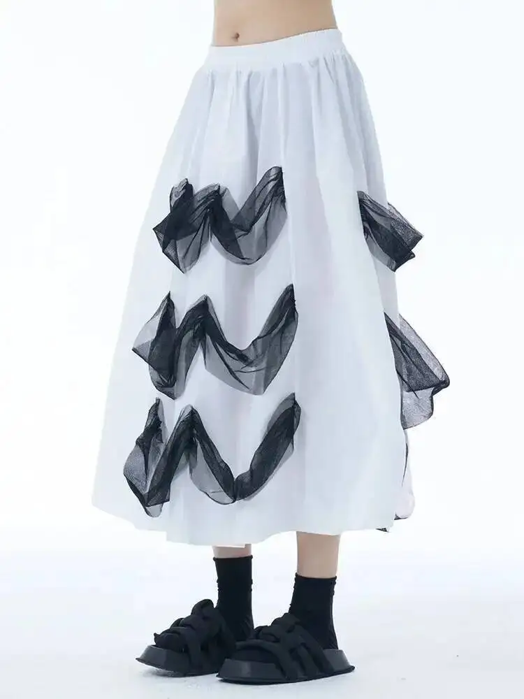 High Elastic Waist Black Mesh Spliced Color-block A-line Half-body Skirt Women Fashion Tide New Spring Autumn
High Elastic Waist Black Mesh Spliced Color-block A-line Half-body Skirt Women Fashion Tide New Spring Autumn