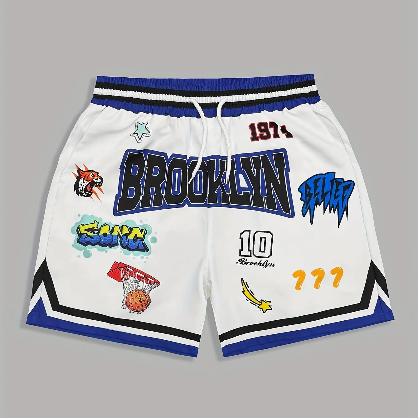 3D Striped Decorative Narrow-strip Letter Pattern Drawstring Wide-leg Basketball Shorts - Very Suitable for Outdoor Activities
3D Striped Decorative Narrow-strip Letter Pattern Drawstring Wide-leg Basketball Shorts - Very Suitable for Outdoor Activities