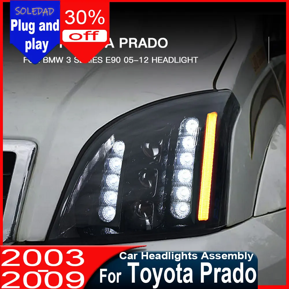 Автомобильная светодиодная фара для Toyota Prado 2003-2009, фары LC120 с ДХО, указателями поворота, дальним светом и линзой-проектором Angel Eye
Автомобильная светодиодная фара для Toyota Prado 2003-2009, фары LC120 с ДХО, указателями поворота, дальним светом и линзой-проектором Angel Eye