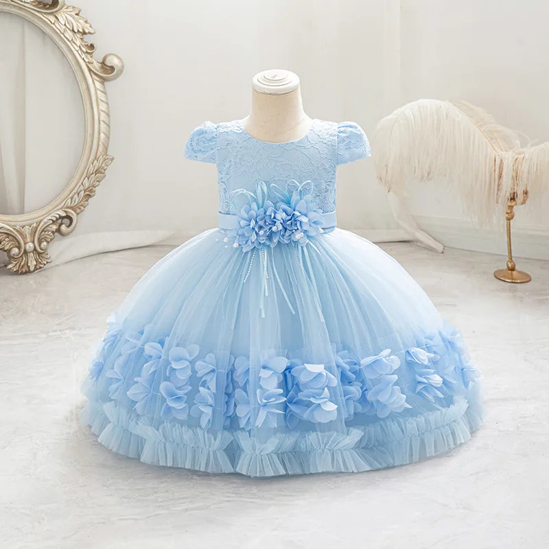 Sweet Cute Flower Girls Lace Embroidery Mesh Fluffy Princess Dress For Infant Baby Baptism Birthday Party Communion Wedding Gown
Sweet Cute Flower Girls Lace Embroidery Mesh Fluffy Princess Dress For Infant Baby Baptism Birthday Party Communion Wedding Gown
