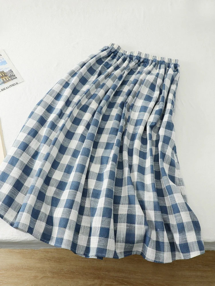 Retro Japanese Blue Plaid A-Line Midi Skirt Women's Loose Slim High Waist Drapey Summer 2025 Commute Sle f-length Skirts
Retro Japanese Blue Plaid A-Line Midi Skirt Women's Loose Slim High Waist Drapey Summer 2025 Commute Sle f-length Skirts