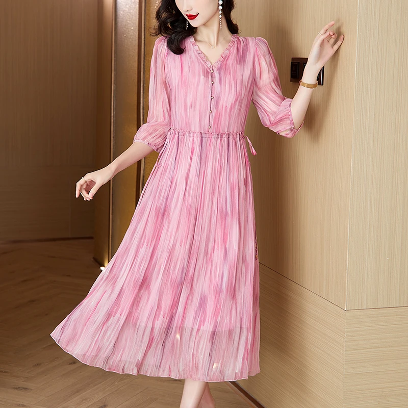 Summer Women Korean Elegant Light Casual Loose Vintage Vestidos 2025 Office Lady V-neck Natural Silk Hollow Out Sexy Midi Dress
Summer Women Korean Elegant Light Casual Loose Vintage Vestidos 2025 Office Lady V-neck Natural Silk Hollow Out Sexy Midi Dress
