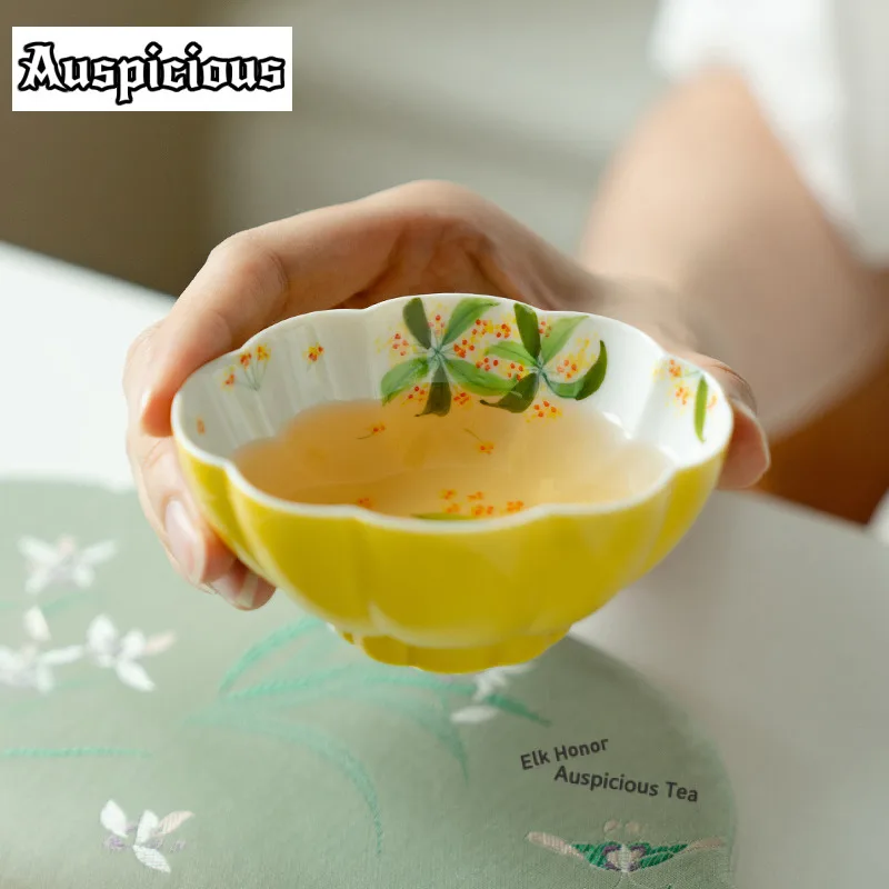 90ml Hand-painted Osmanthus Egg Yolk Glaze Teacup Aesthetic Tea Bowl Tea Pair Tea-tasting Fragrance Cup Jianzhan Master Cups
90ml Hand-painted Osmanthus Egg Yolk Glaze Teacup Aesthetic Tea Bowl Tea Pair Tea-tasting Fragrance Cup Jianzhan Master Cups