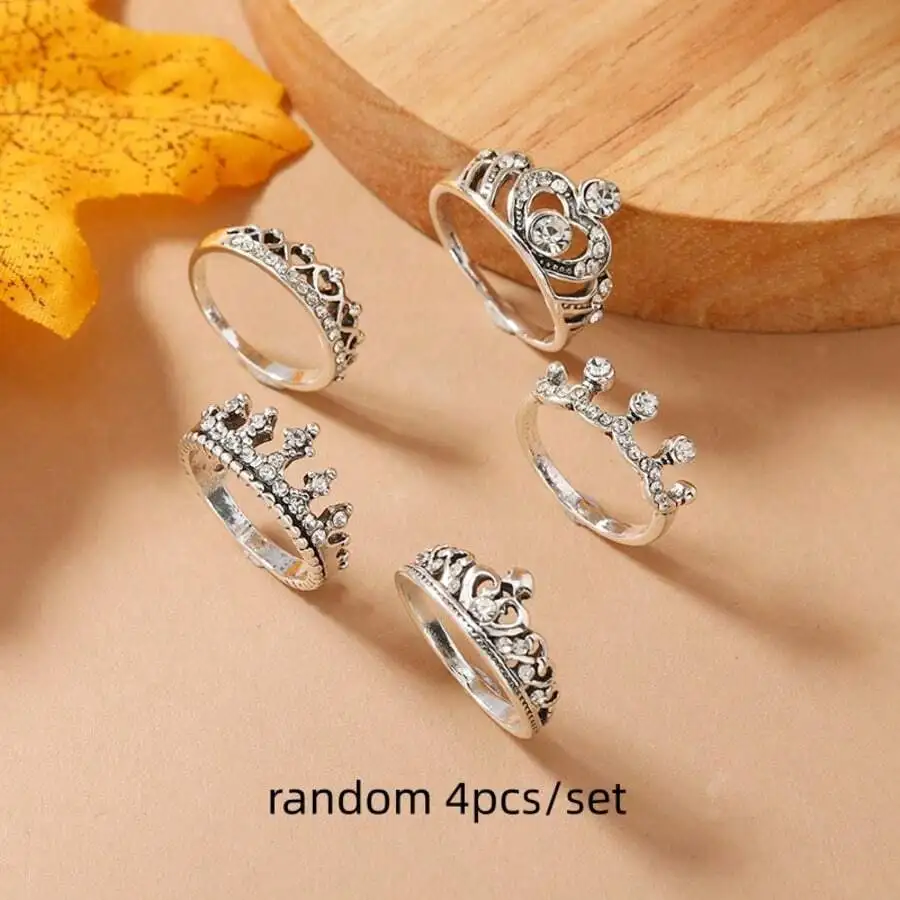 Vintage Crown Design Fashion Ring Set Random 4 Pieces For Women
Vintage Crown Design Fashion Ring Set Random 4 Pieces For Women