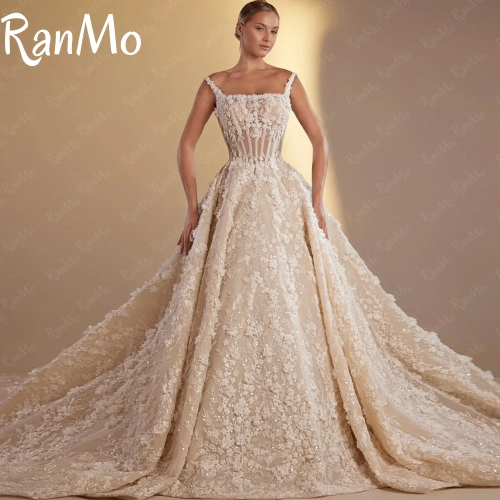 Ranmo Exquisite 2025 A-line Wedding Dress Spaghetti Strap Applique Lace Bridal Gown Customized Vestidos De Novia Sweep Train
Ranmo Exquisite 2025 A-line Wedding Dress Spaghetti Strap Applique Lace Bridal Gown Customized Vestidos De Novia Sweep Train