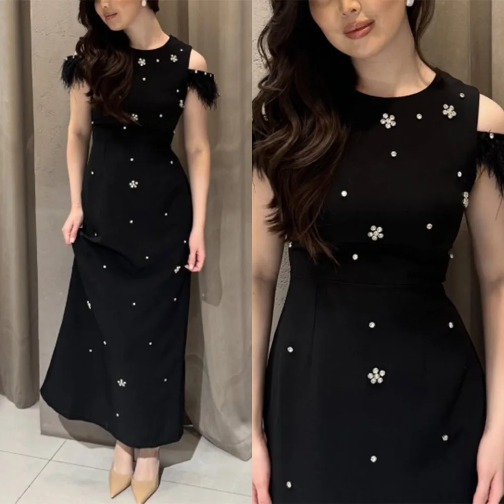 Customized O-neck Black Beaded Off Shoulder Feather Arabic Evening Dress Luxury Vestidos Para Bodas Mujer Invitada Robe Soiree
Customized O-neck Black Beaded Off Shoulder Feather Arabic Evening Dress Luxury Vestidos Para Bodas Mujer Invitada Robe Soiree