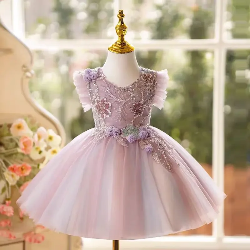 Custom Floral Lilac Flower Girl Dress Knee Length Sleeveless Lace for Eid Princess Wedding Toddler Birthday Party Gowns
Custom Floral Lilac Flower Girl Dress Knee Length Sleeveless Lace for Eid Princess Wedding Toddler Birthday Party Gowns