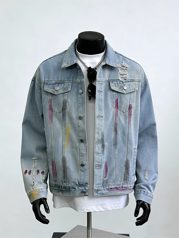 American Graffiti Style Men's Casual Loose Denim Jacket Spring Autumn Trendy Brand Hole Punching Outerwear Long Sleeve
American Graffiti Style Men's Casual Loose Denim Jacket Spring Autumn Trendy Brand Hole Punching Outerwear Long Sleeve