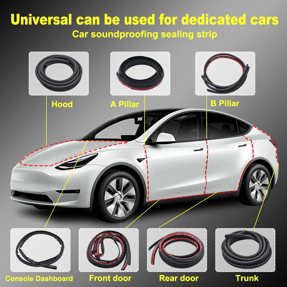 For Tesla Model Y 3 Highland Door Seal Kit Soundproof Rubber Weather Strip Sunroof Seal Wind Noise Reduction Kit 2017-2024
For Tesla Model Y 3 Highland Door Seal Kit Soundproof Rubber Weather Strip Sunroof Seal Wind Noise Reduction Kit 2017-2024