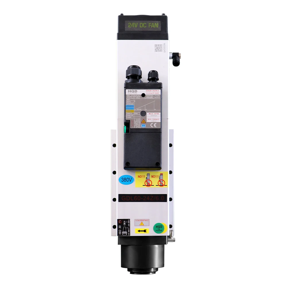 HQD GDL60-24Z/6.0 220/380 В 800 Гц 24000 об/мин 6 кВт ISO30 ATC шпиндель для ЧПУ с воздушным охлаждением
HQD GDL60-24Z/6.0 220/380 В 800 Гц 24000 об/мин 6 кВт ISO30 ATC шпиндель для ЧПУ с воздушным охлаждением