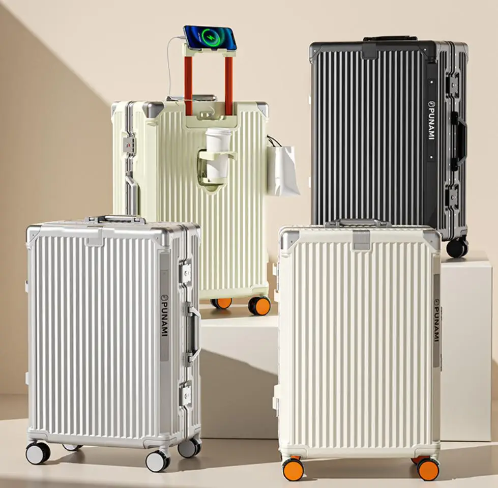 0/24/26 inch Travel Suitcase Rolling Luggage Aluminum Frame PC Trolley Case with Wheels Carry-On Luggage With Cup Holder
0/24/26 inch Travel Suitcase Rolling Luggage Aluminum Frame PC Trolley Case with Wheels Carry-On Luggage With Cup Holder