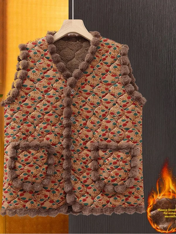 Женский утепленный жилет в стиле ретро с цветочным принтом, теплый жилет-накидка для женщин среднего и старшего возраста, хлопковый жилет для мам.
Женский утепленный жилет в стиле ретро с цветочным принтом, теплый жилет-накидка для женщин среднего и старшего возраста, хлопковый жилет для мам.