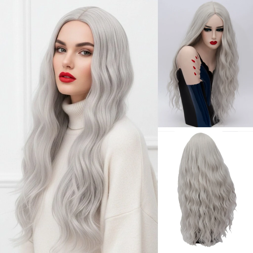 Women's Heat Resistant Long Wavy Middle Part Grey Synthetic Wig for Daily Halloween Wear
Women's Heat Resistant Long Wavy Middle Part Grey Synthetic Wig for Daily Halloween Wear
