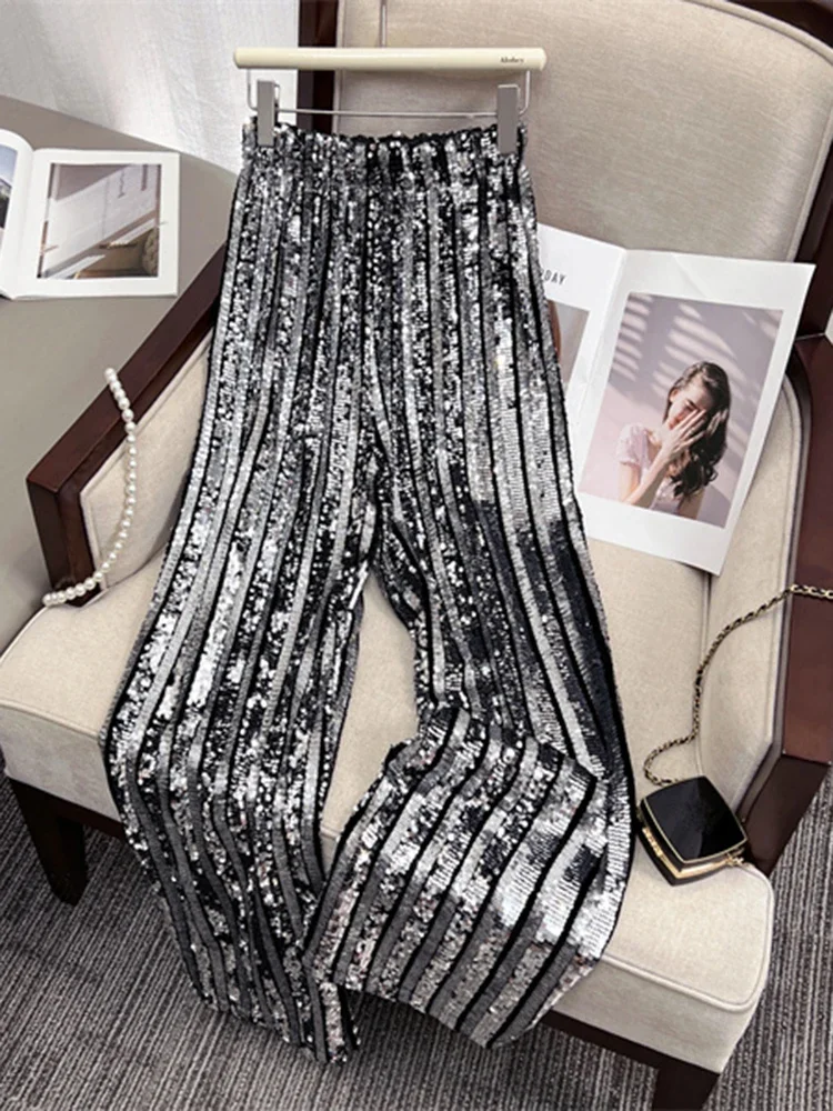 Sequins Pants Women High Waisted Glitter Pants Loose Wide Leg Trousers Vintage Fashion Full Length Shiny Straight Pant
Sequins Pants Women High Waisted Glitter Pants Loose Wide Leg Trousers Vintage Fashion Full Length Shiny Straight Pant