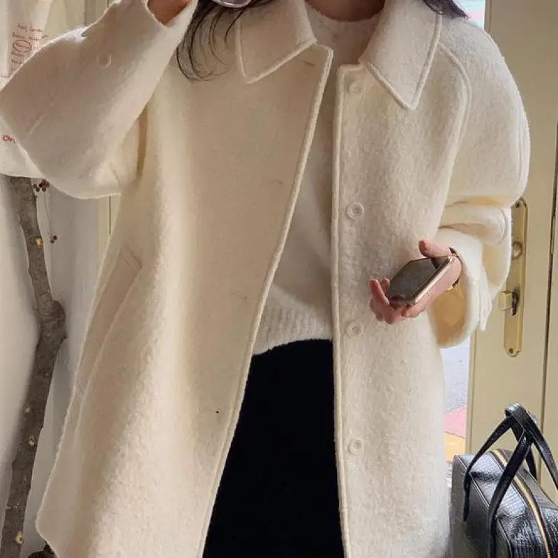New Women Double-sided Cashmere Coat Female Long Turn-down Collar Single Breasted Warm Woolen Coats Loose Tide Autumn Winter
New Women Double-sided Cashmere Coat Female Long Turn-down Collar Single Breasted Warm Woolen Coats Loose Tide Autumn Winter