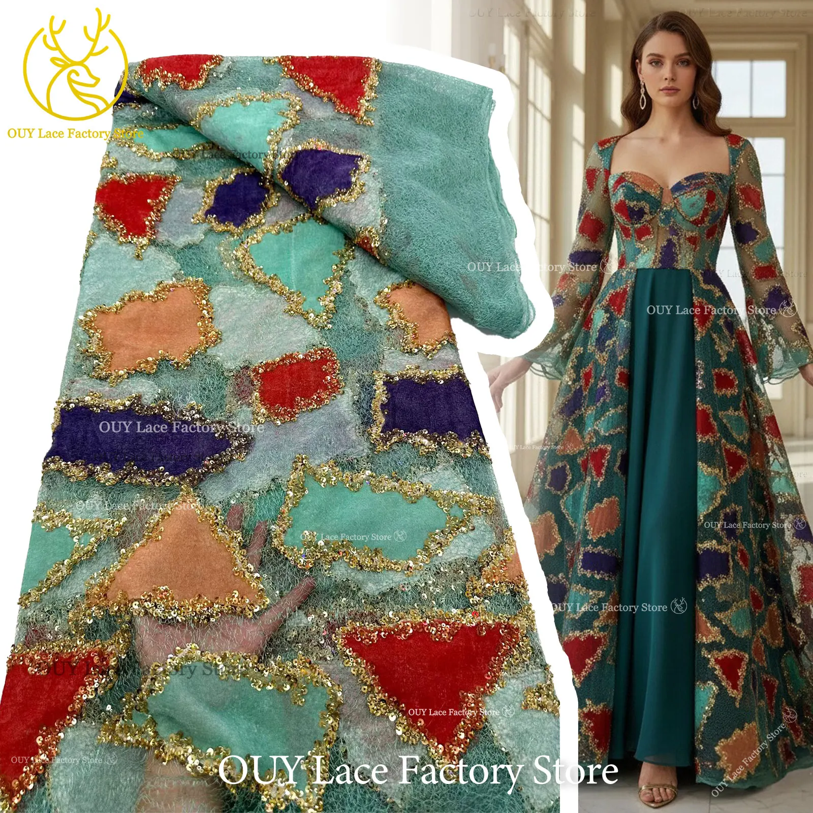 5 Yards Luxury African Sequins Lace Fabric 2026 High Quality Nigerian Beaded Lace French Tulle Lace Fabric Party Dress Sewing
5 Yards Luxury African Sequins Lace Fabric 2026 High Quality Nigerian Beaded Lace French Tulle Lace Fabric Party Dress Sewing