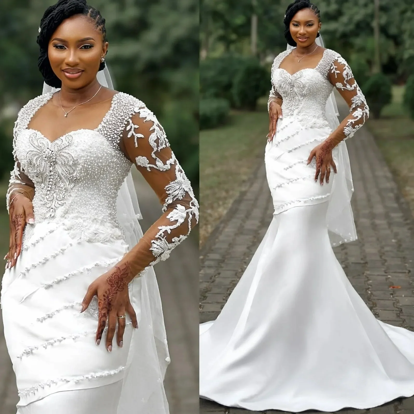 Customized Square Collar Shinny Heavy Pearls Crystals Mermaid Wedding Dress Vestido De Noiva Plus Size Long Sleeves Bridal Gown
Customized Square Collar Shinny Heavy Pearls Crystals Mermaid Wedding Dress Vestido De Noiva Plus Size Long Sleeves Bridal Gown