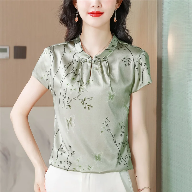 Shirt for women Spring Summer new printed short sleeve vintage Mulberry versatile T-shirt women's top
Shirt for women Spring Summer new printed short sleeve vintage Mulberry versatile T-shirt women's top