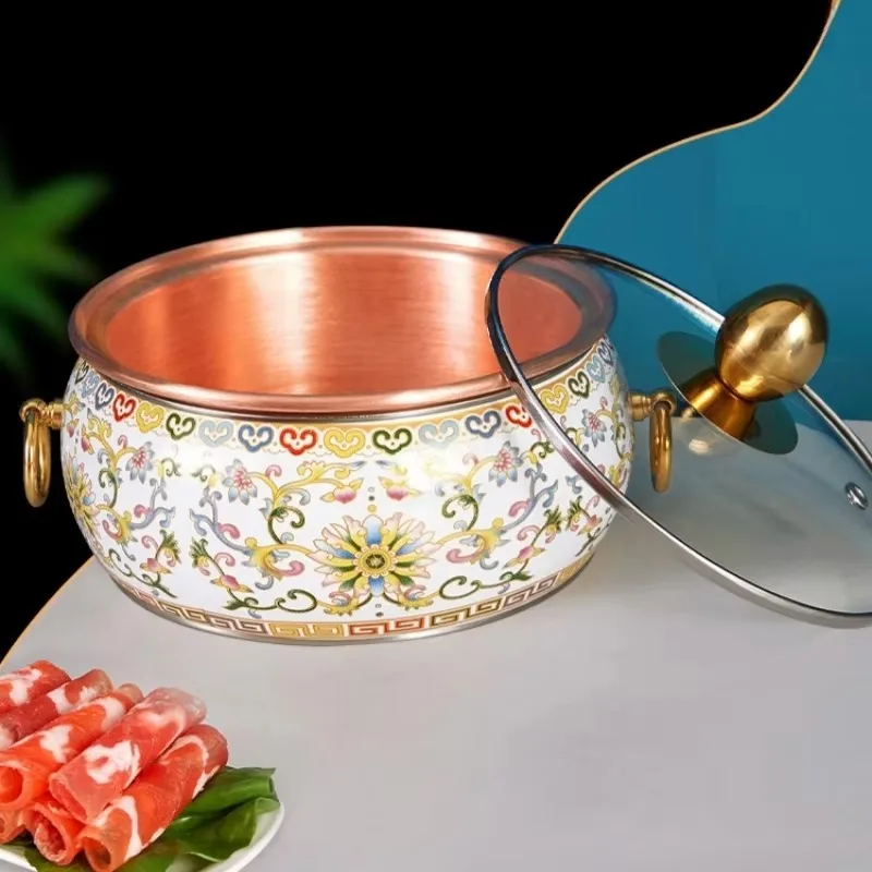 Chinese Enamel-Painted Copper Single-Person Hot Pot | For Soup & Stock (Home & Restaurant Use)
Chinese Enamel-Painted Copper Single-Person Hot Pot | For Soup & Stock (Home & Restaurant Use)
