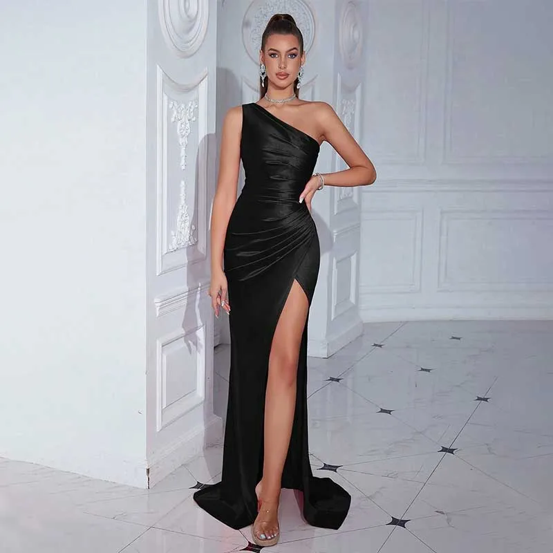 Simple Strapless Mermaid Evening Dresses One Shoulder Sleeveless Split Side Prom Dresses Vestidos De Noiva
Simple Strapless Mermaid Evening Dresses One Shoulder Sleeveless Split Side Prom Dresses Vestidos De Noiva