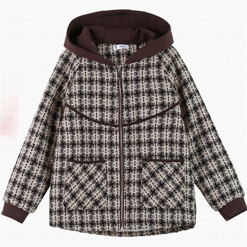 Autumn Winter Casual Woolen Coat Women 2024 New Loose Hooded Plaid Jacket Fleece Thicken Outerwear Fashion Overcoat Female
Autumn Winter Casual Woolen Coat Women 2024 New Loose Hooded Plaid Jacket Fleece Thicken Outerwear Fashion Overcoat Female