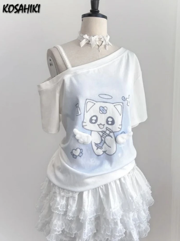 Японские милые футболки с забавным мультяшным принтом Kawaii, лето 2021, повседневные топы с косым воротником Y2k, эстетические винтажные свободные футболки в стиле гранж
Японские милые футболки с забавным мультяшным принтом Kawaii, лето 2021, повседневные топы с косым воротником Y2k, эстетические винтажные свободные футболки в стиле гранж