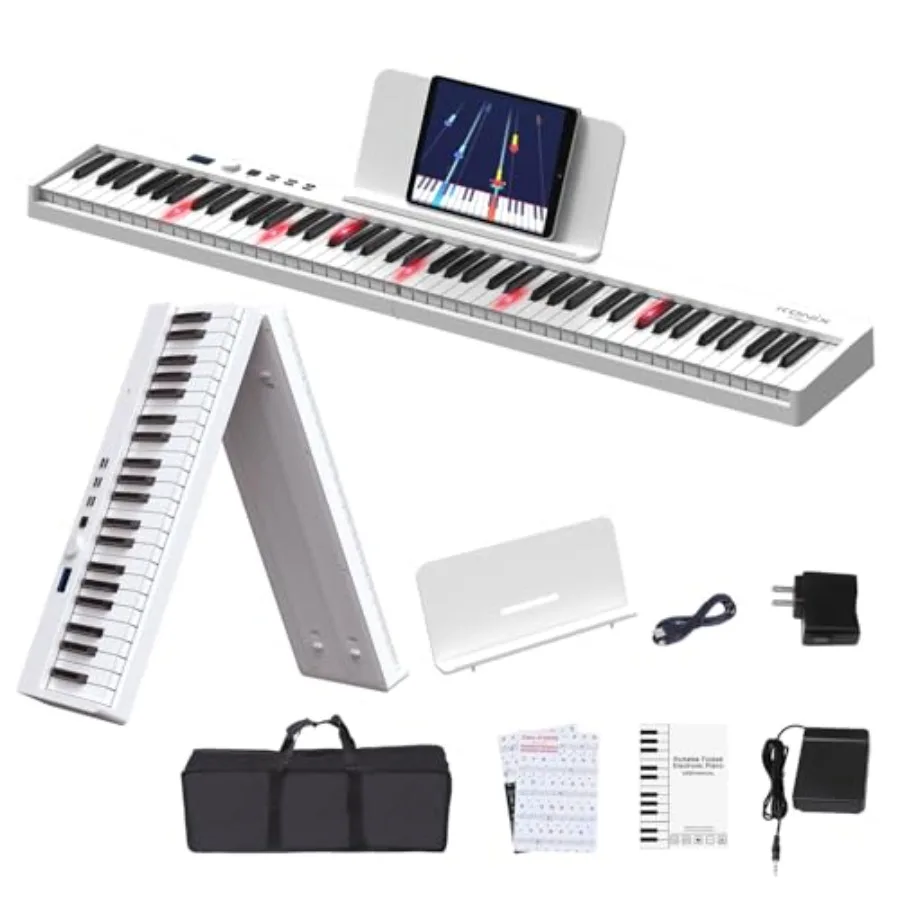 KONIX Folding Piano Keyboard 88 Keys Full Size Semi Weighted Foldable Piano Portable Electronic Keyboard Piano with Light Up Ke
KONIX Folding Piano Keyboard 88 Keys Full Size Semi Weighted Foldable Piano Portable Electronic Keyboard Piano with Light Up Ke