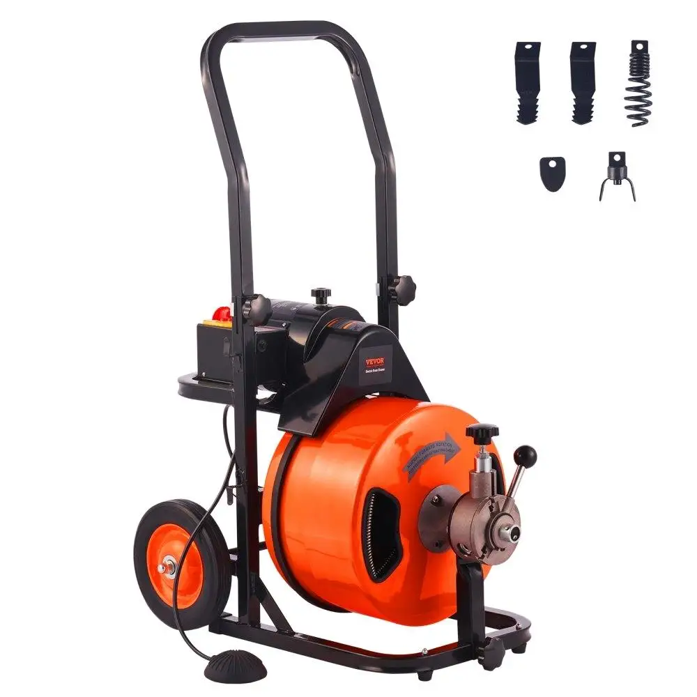 Drain Cleaning Machine for 1 00FT x for 1 /2 Inch Electric Sewer Auger Auto Feed with Four Cutters Foot Switch for 1 to 4 Inch
Drain Cleaning Machine for 1 00FT x for 1 /2 Inch Electric Sewer Auger Auto Feed with Four Cutters Foot Switch for 1 to 4 Inch