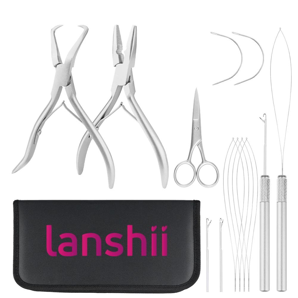 Lanshii Weft Hair Extension Tool Kit–Loop Tool with Replaceable Heads, Hook Needles, Remover Pliers, Scissors & Curved Needles
Lanshii Weft Hair Extension Tool Kit–Loop Tool with Replaceable Heads, Hook Needles, Remover Pliers, Scissors & Curved Needles