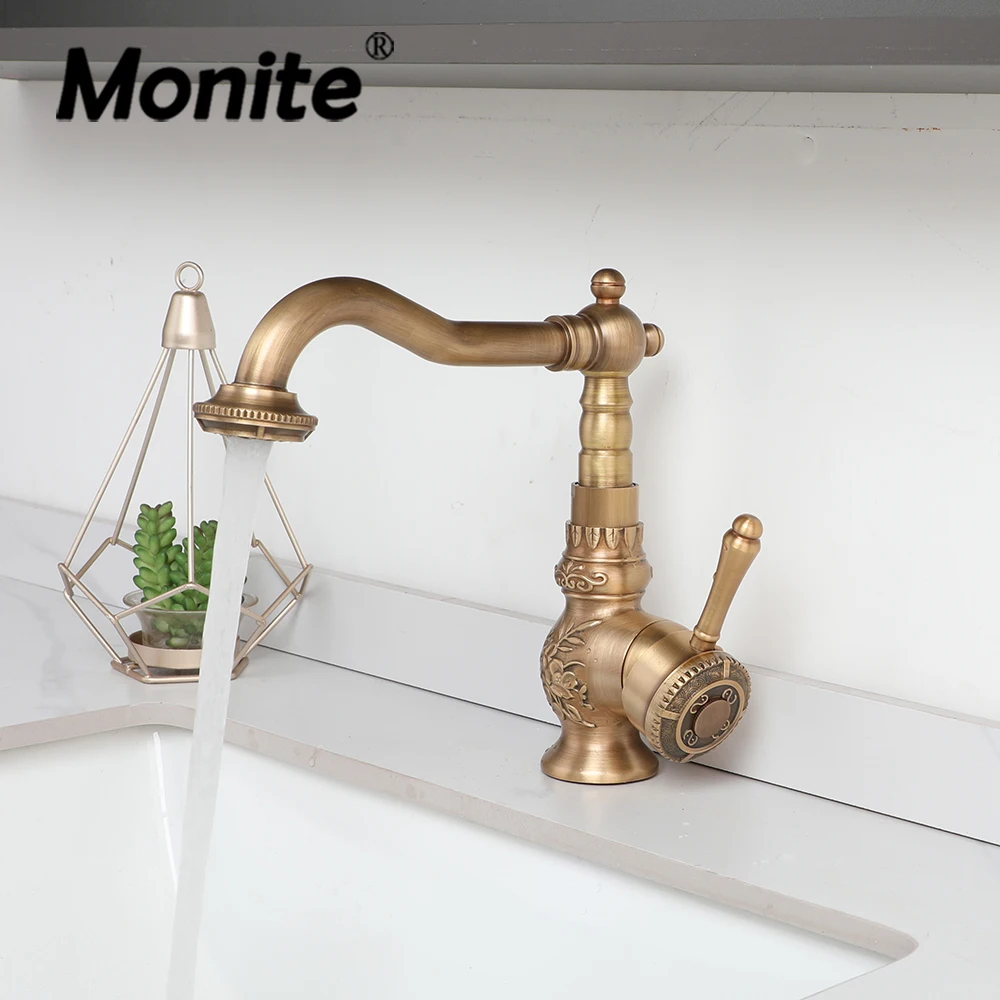 Monite 360 Swivel Kitchen Faucets Antique Brass Mixer Tap Bathroom Basin Mixer Hot Cold Tap Ceramic Plate Spool Faucet
Monite 360 Swivel Kitchen Faucets Antique Brass Mixer Tap Bathroom Basin Mixer Hot Cold Tap Ceramic Plate Spool Faucet